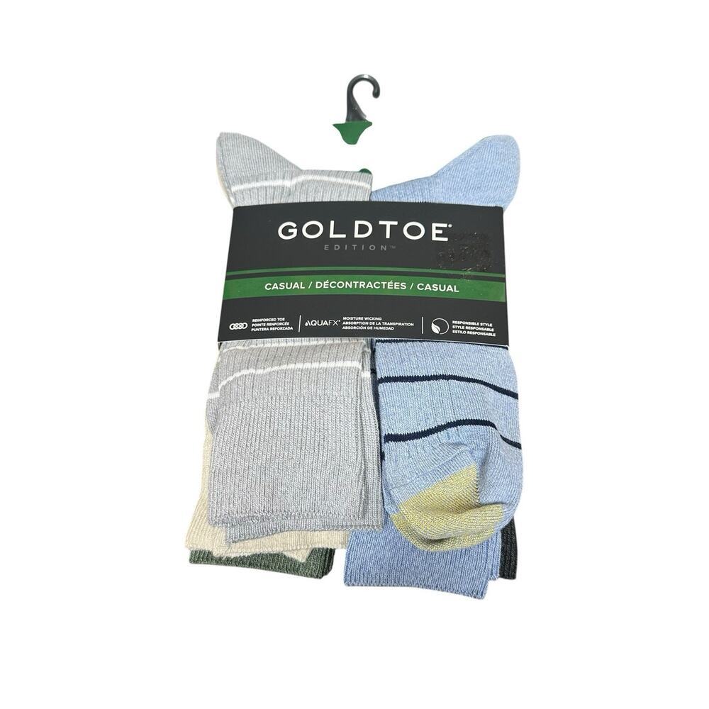 Gold-Toe Edition Casual Mens Crew Socks 6 pack Moisture Wicking Reinforced Toe